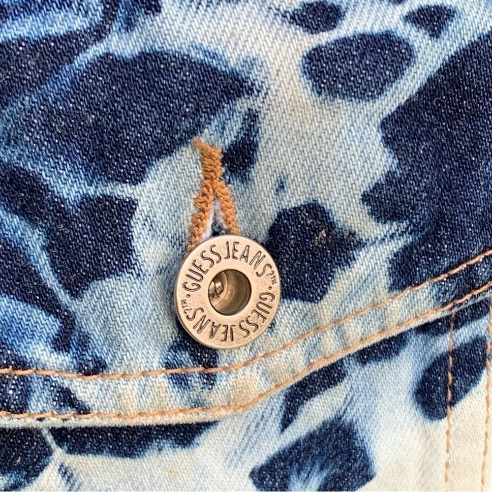 Vintage Guess Blue Jean Denim Jacket Size 4X Tie Dye Acid Wash
